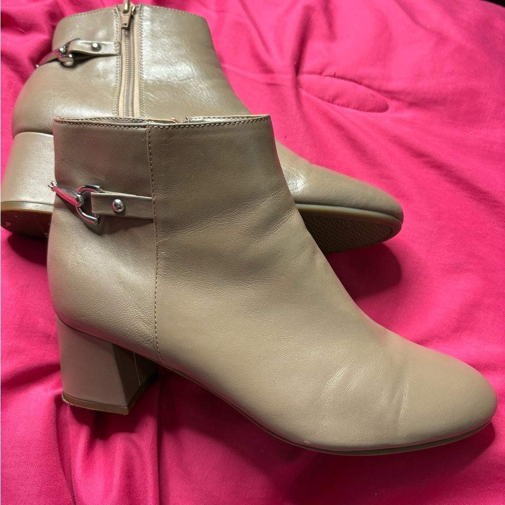 Bandolino Taupe Block Heel Ankle Booties